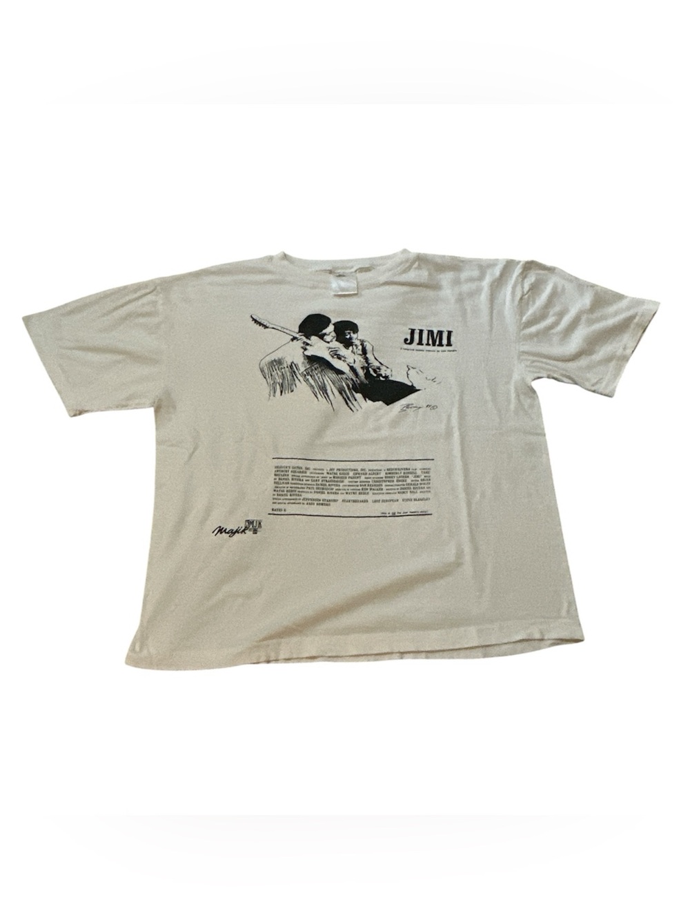 Extremely Rare Vintage Jimi Hendrix A Historical Fantasy KMJK 107.1 Promo Shirt